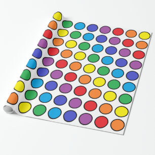 Papier Cadeau Pois arc-en-ciel noirs