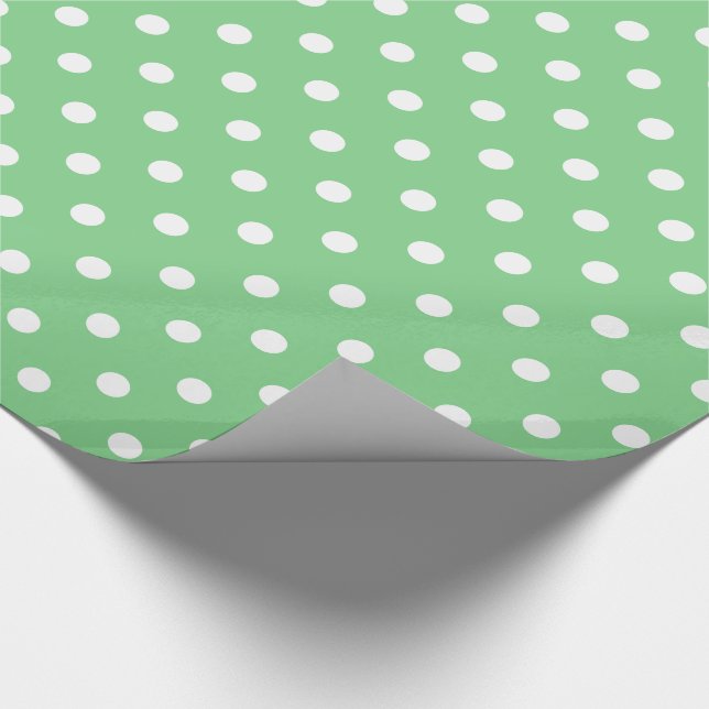 Papier Cadeau Pois blanc sur le vert de mer (Coin)