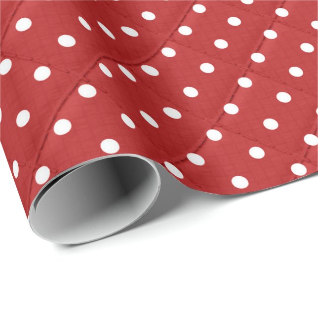 Papier Cadeau pois blancs sur rouge (Coin rond)