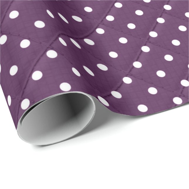 Papier Cadeau pois blancs sur violet (Coin rond)