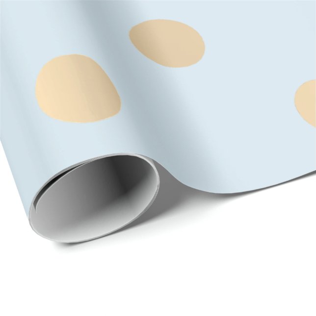Papier Cadeau Pois Blue Pastel Champaigne Gold (Coin rond)