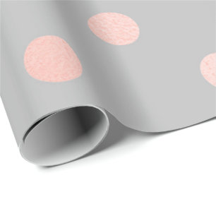 Papier Cadeau Pois Blush Rose Peach Gris minimal Élégant