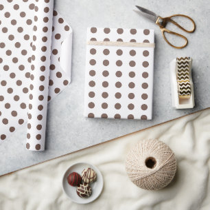 Papier Cadeau pois Brown et blancs motif