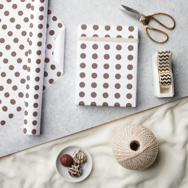 Papier Cadeau pois Brown et blancs motif (Artisanat)