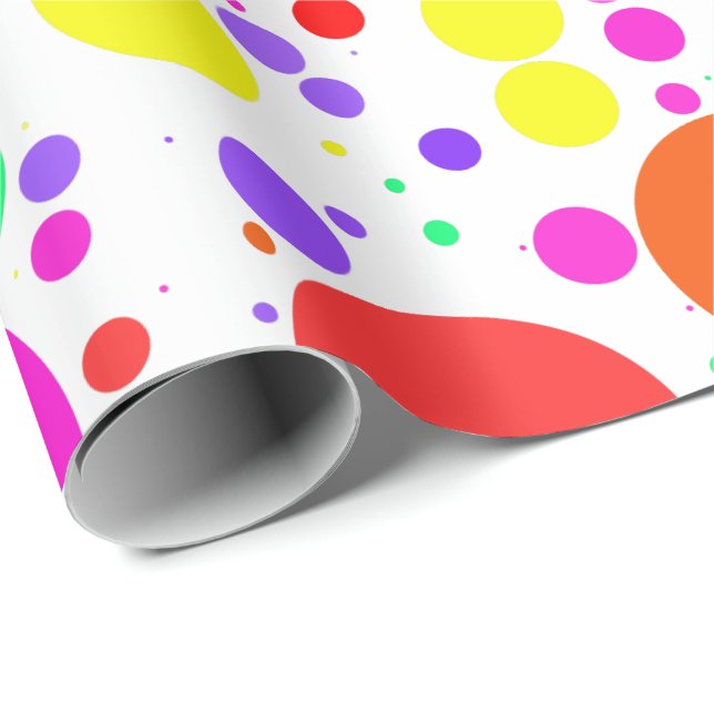 Papier Cadeau Pois colorés amusants (Coin rond)