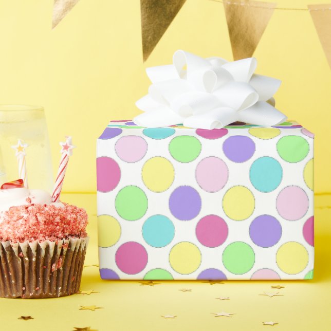 Papier Cadeau Pois colorés amusants (Fête d'anniversaire)
