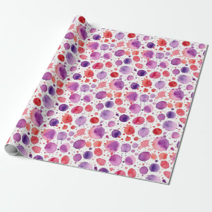 Papier Cadeau Pois d'aquarelle rouge et violet