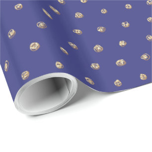 Papier Cadeau Pois de feuille d'or de Faux sur le bleu foncé de