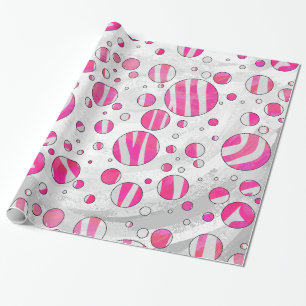 Papier Cadeau Pois de Zèbre rose et blanc