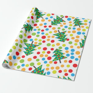 Papier Cadeau Pois et sapin de Noël