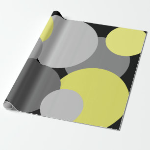 Papier Cadeau Pois jaunes et gris