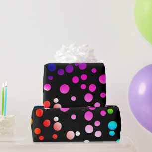 Papier Cadeau Pois Neon Rainbow en noir