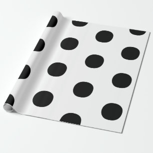 Papier Cadeau Pois noir blanc grand élégant motif