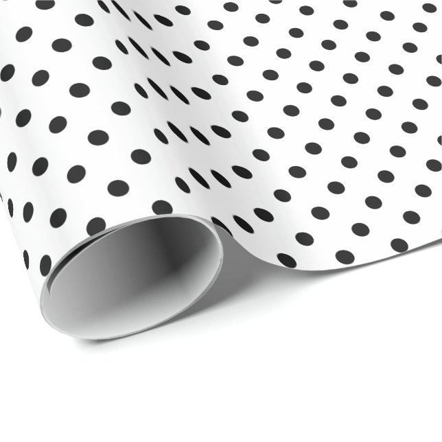 Papier Cadeau Pois noir classique (Coin rond)