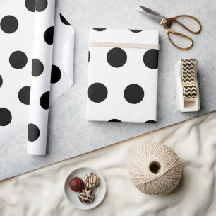 Papier Cadeau Pois noirs en blanc