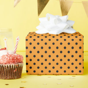 Papier Cadeau Pois orange et noir