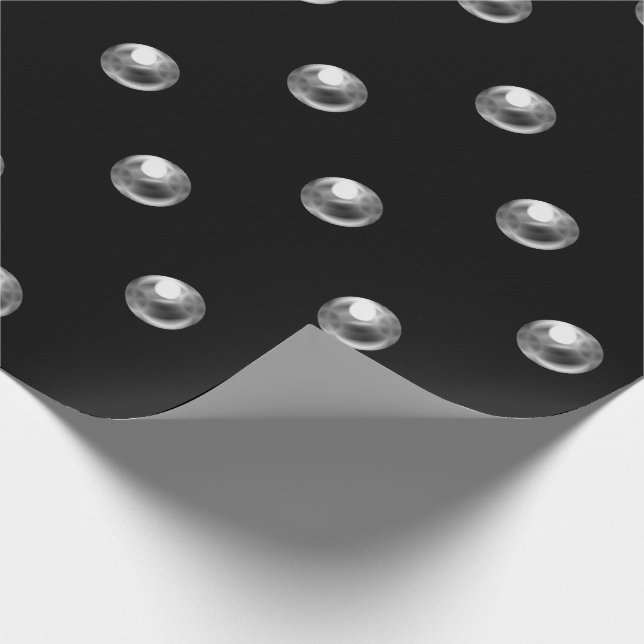 Papier Cadeau Pois Pearls Black Silver Grey 3D Effet (Coin)