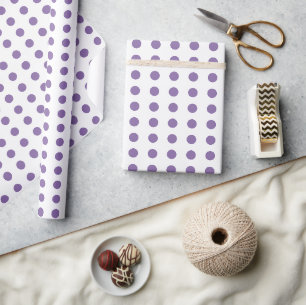 Papier Cadeau Pois pourpres et blancs pointillés motif