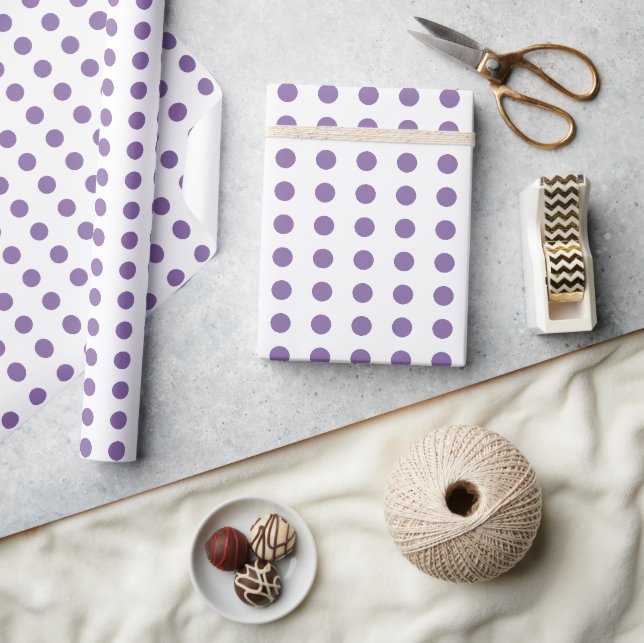 Papier Cadeau Pois pourpres et blancs pointillés motif (Artisanat)