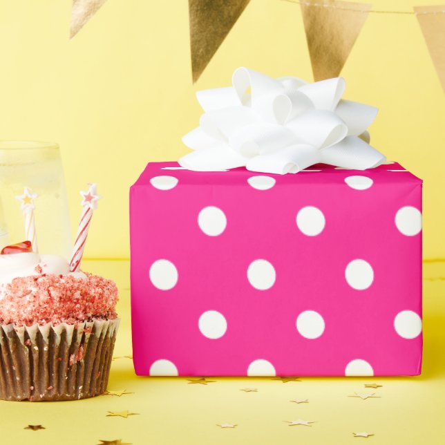 Papier Cadeau Pois rose (Fête d'anniversaire)