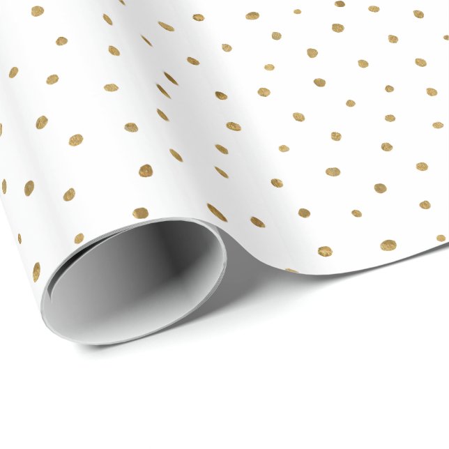 Papier Cadeau Pois tiré par la main d'or de Faux (Coin rond)