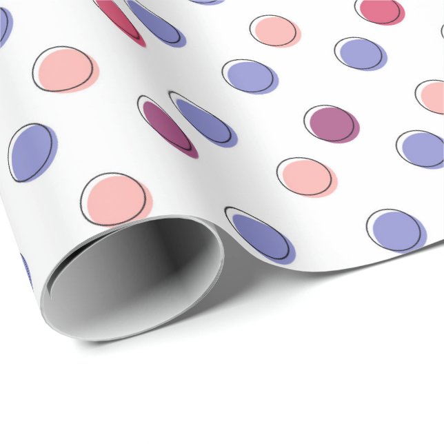 Papier Cadeau Pois violets et roses (Coin rond)