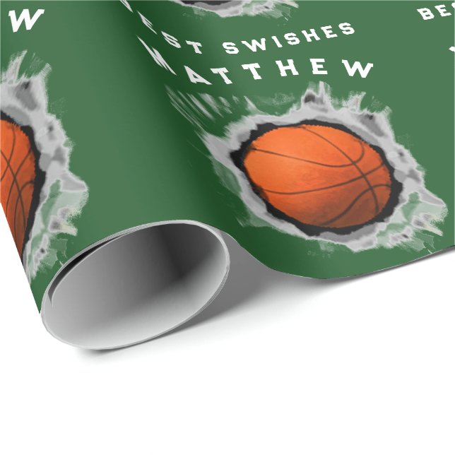 Papier Cadeau Poison de basket-ball (Coin rond)