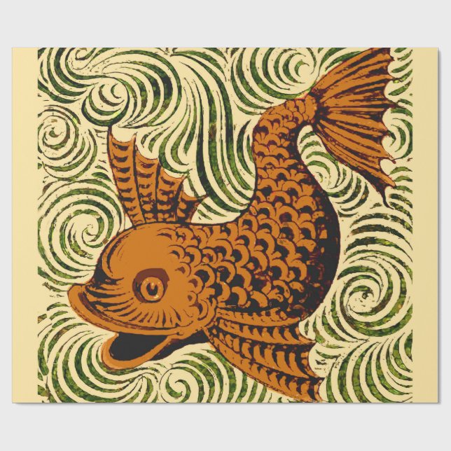 Papier Cadeau Poisson Antique Carrelage Ancien art (Plat)