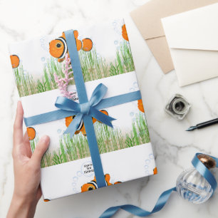 Papier Cadeau Poisson clown anniversaire pour 3ème anniversaire