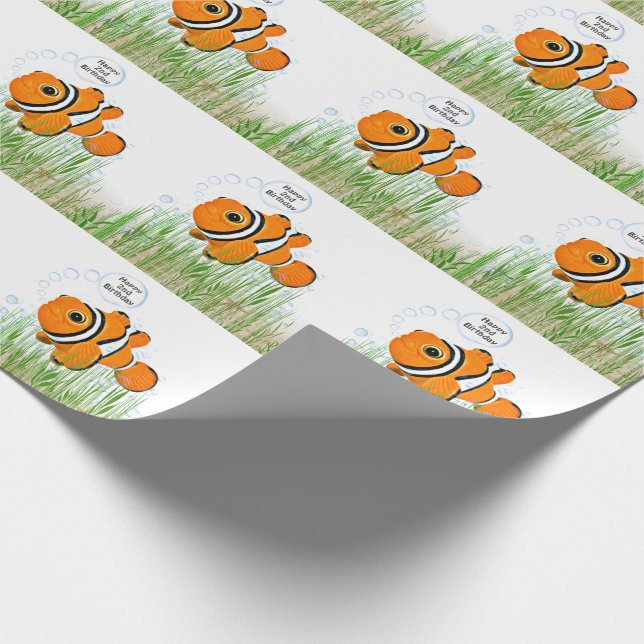 Papier Cadeau Poisson clown anniversaire pour n'importe quel âge (Coin)