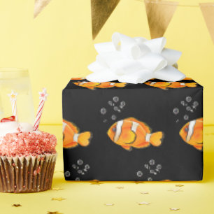 Papier Cadeau Poisson Clown Avec Bulles