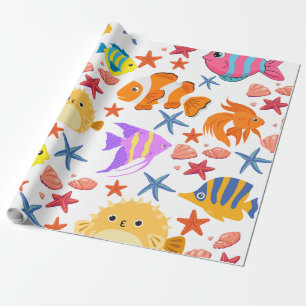 Papier Cadeau Poisson coloré