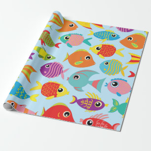 Papier Cadeau Poisson d'or Aquarium Cute 1er Anniversaire Papier