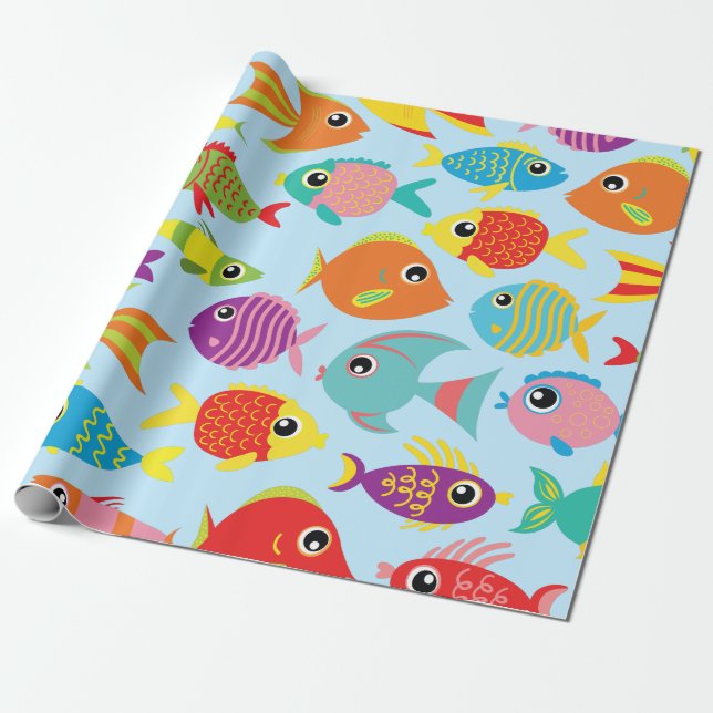Papier Cadeau Poisson d'or Aquarium Cute 1er Anniversaire Papier (Déroulé)