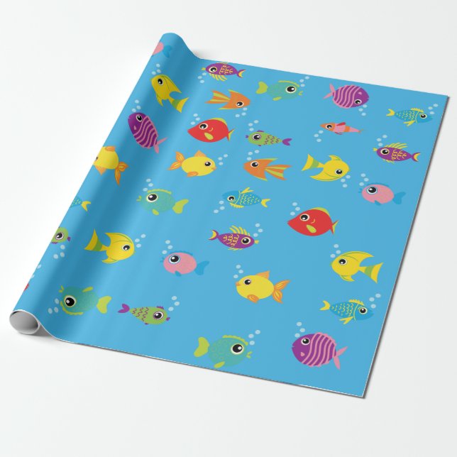 Papier Cadeau Poisson d'or Aquarium Cute 1er Anniversaire Papier (Déroulé)