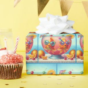 Papier Cadeau Poisson d'or dans le bol de punch du parti