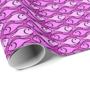 Papier Cadeau Poisson, orchidée et fuchsia Modernité du milieu d