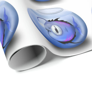 Papier Cadeau Poisson pêcheur aquarium cuvette mignonne