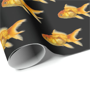 Papier Cadeau poisson rouge sur noir