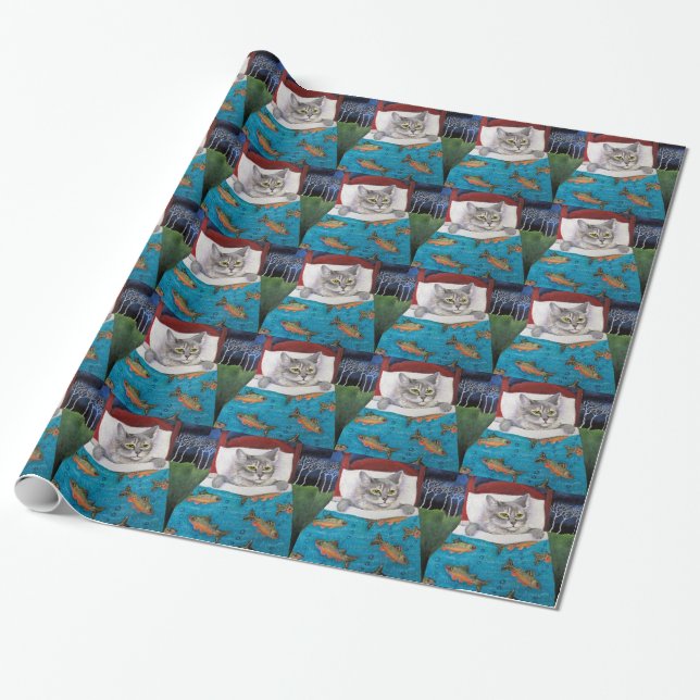Papier Cadeau poissons de chat (Déroulé)