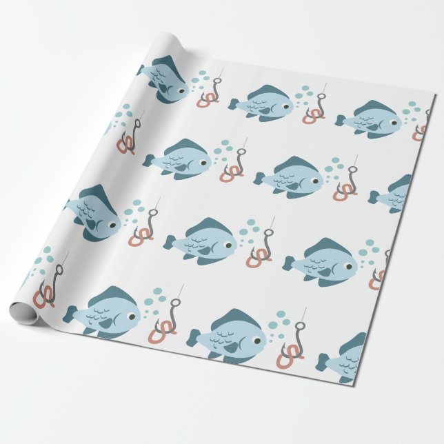 Papier Cadeau Poissons et crochet (Déroulé)