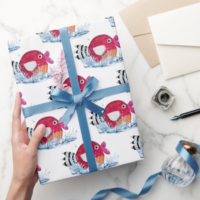 Papier Cadeau Poissons mignons dans l'eau (Cadeaux)