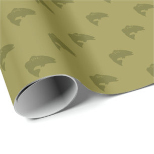 Papier Cadeau Poissons verts de basse de large ouverture   tout