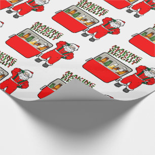 Papier Cadeau Poitrine Rouge De Glace Avec Bière Et Père Noël