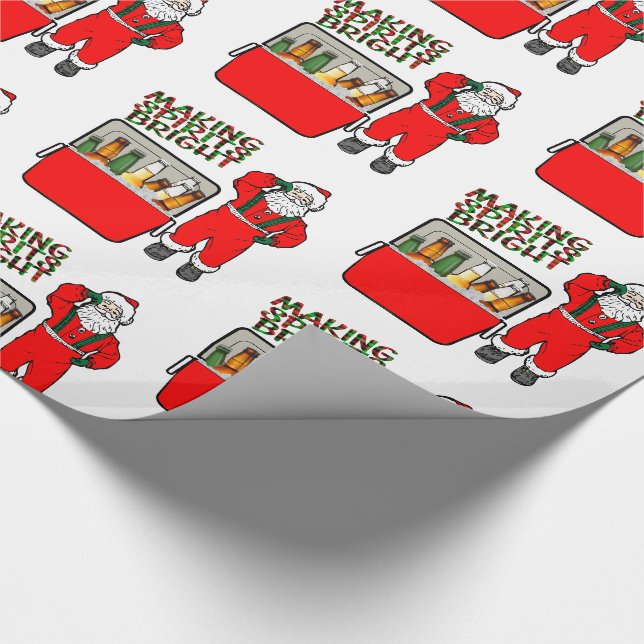 Papier Cadeau Poitrine Rouge De Glace Avec Bière Et Père Noël (Coin)