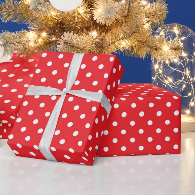 Papier Cadeau Poke A points rouge et blanc (Vacances)
