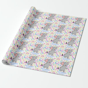 Papier Cadeau POKER éléphant DOTS papier enveloppant BLEU