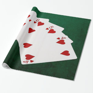 Papier Cadeau Poker Hands - Flush droit - Coeur