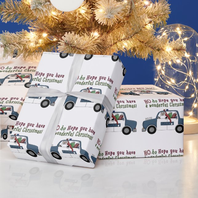 Papier Cadeau Policeman Père Noël Holiday papier d'emballage (Vacances)
