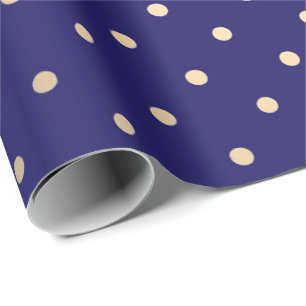 Papier Cadeau Polka Big Dots Blue Navy Foxier Gold Ivory